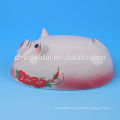 Decorative ceramic animal butter dish with pig shaped lid